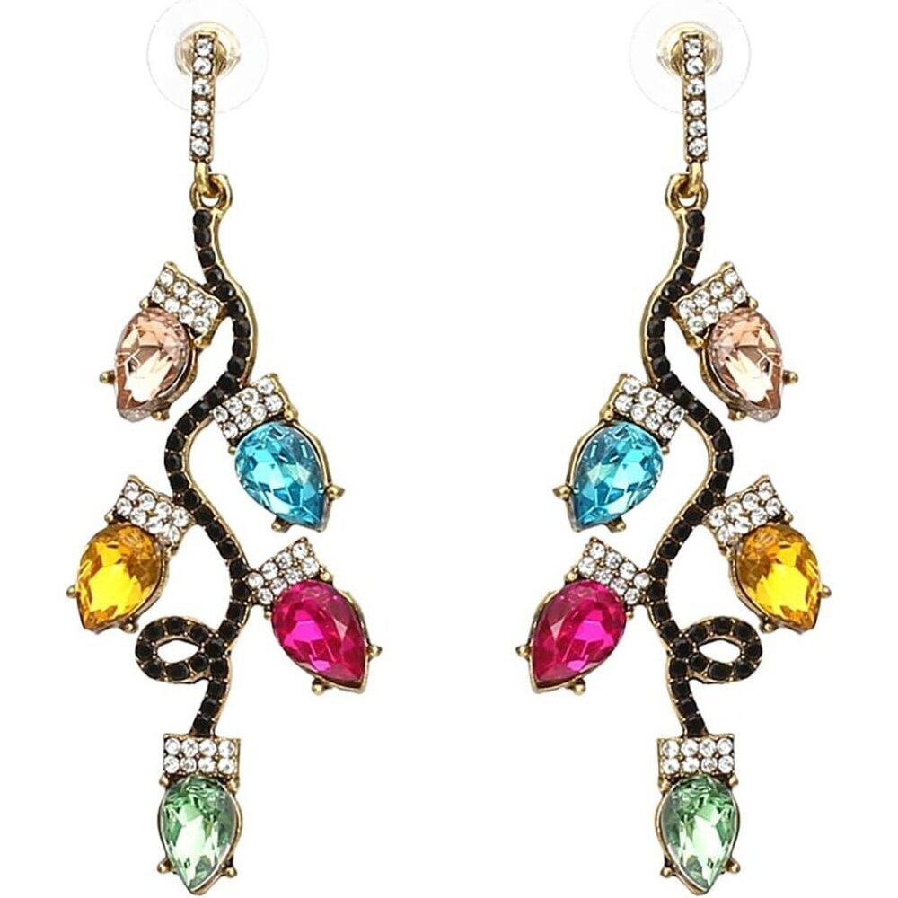 🆕 Women Pink Christmas Dangle Earrings Colorful Light Bulb Tree Drop Jewelry